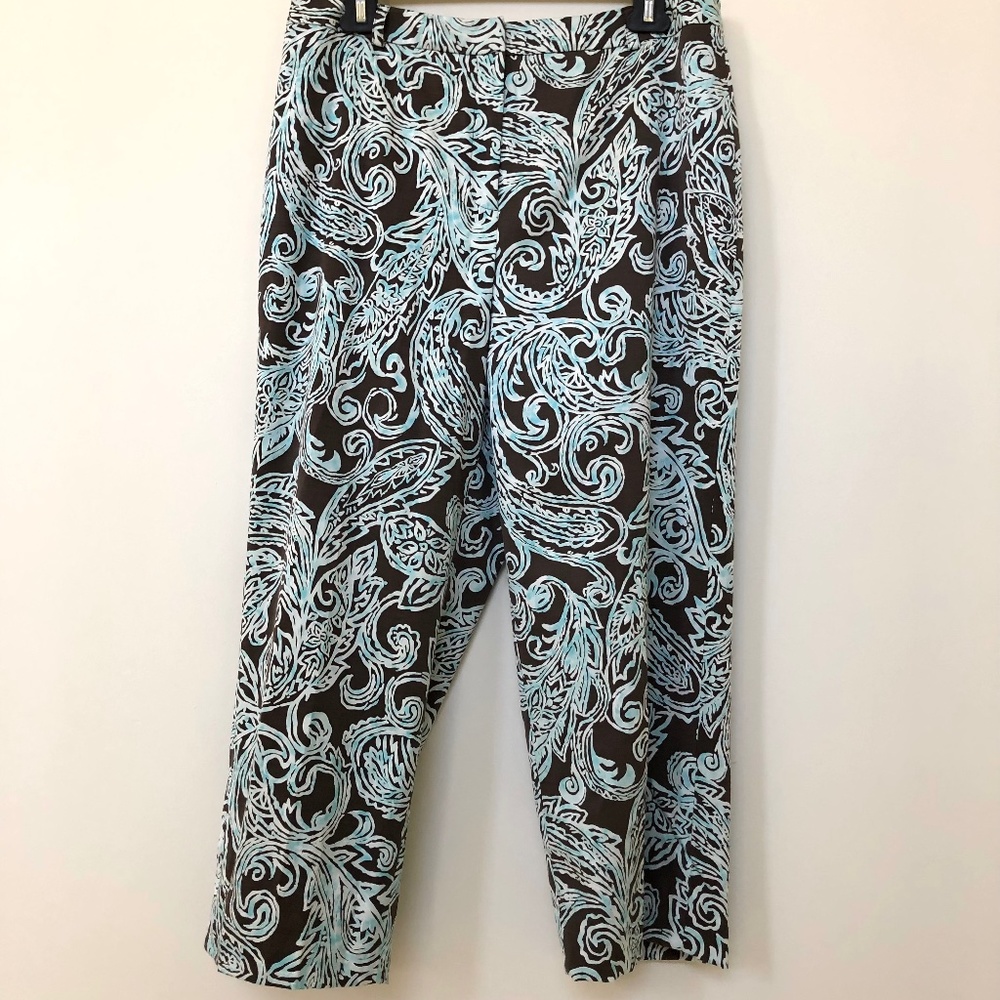 TALBOTS ~ Dressy Lined Cropped Pants~ Paisley Print ~ Silk Blend ~ Size 12 P